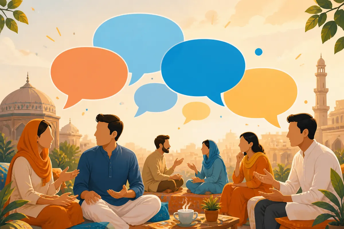 Conversation starters for Pakistani chat illustration