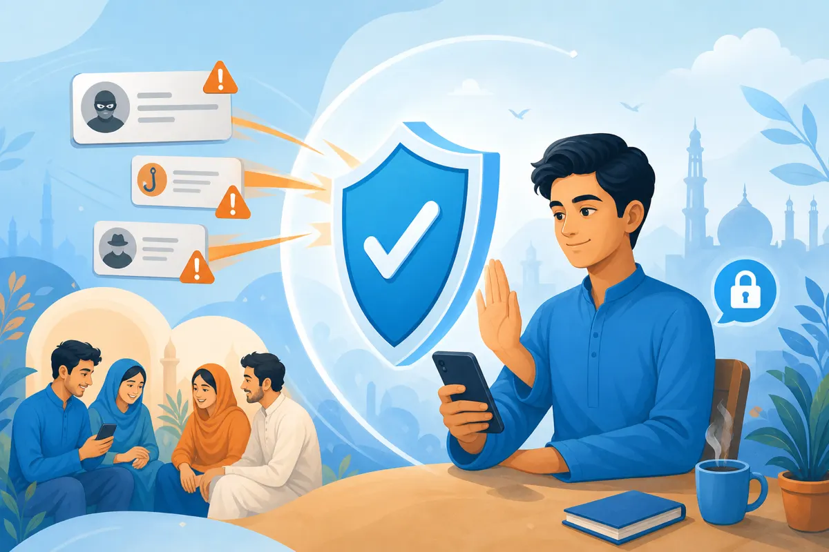 How to avoid scams in online chat illustration