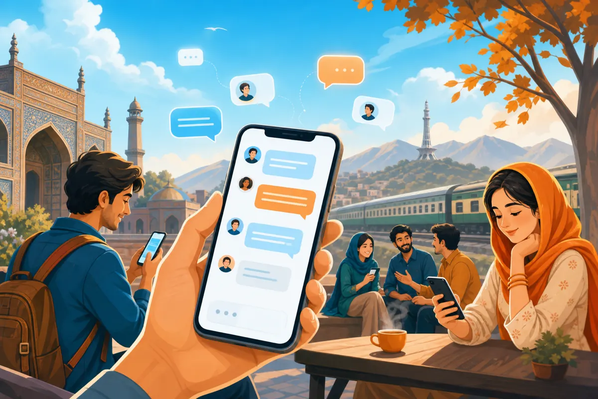 Mobile chat tips for Pakistan illustration